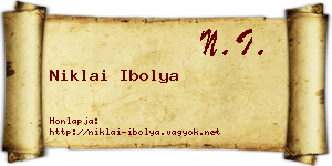 Niklai Ibolya névjegykártya